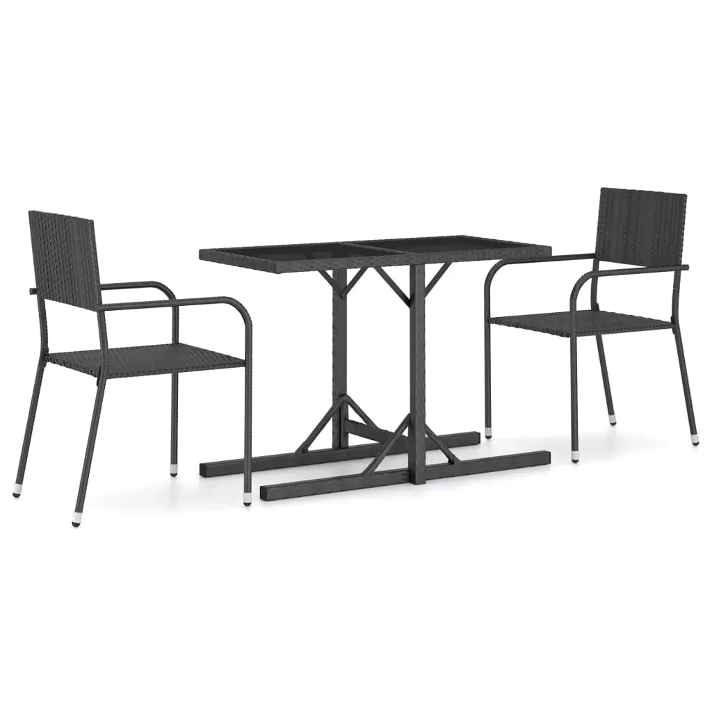 3 Piece Garden Dining Set Black Price