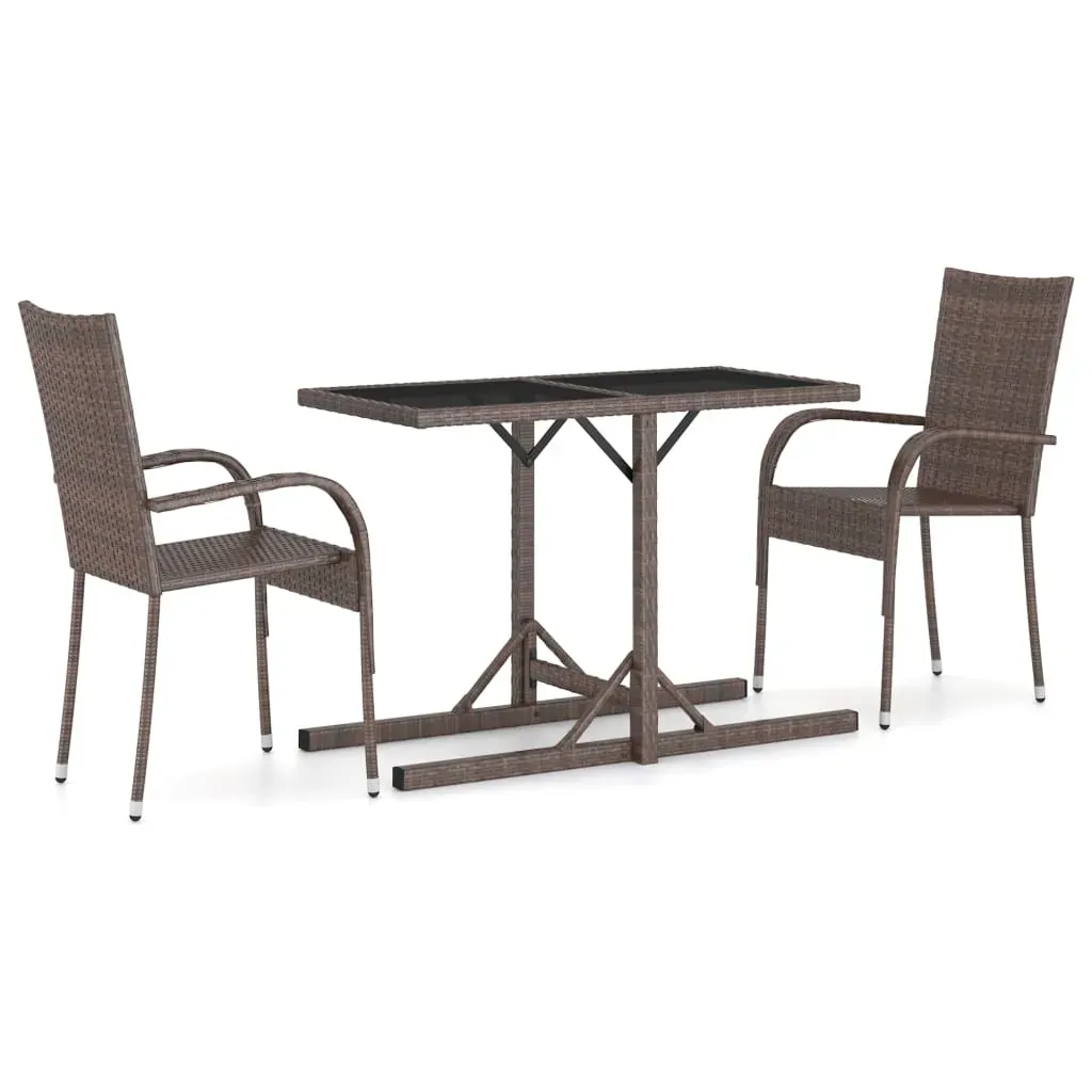 3 Piece Garden Dining Set Brown Price