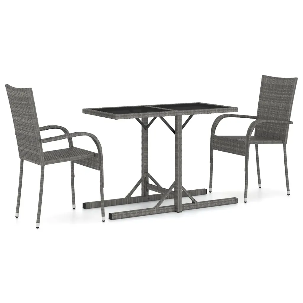 3 Piece Garden Dining Set Grey Price