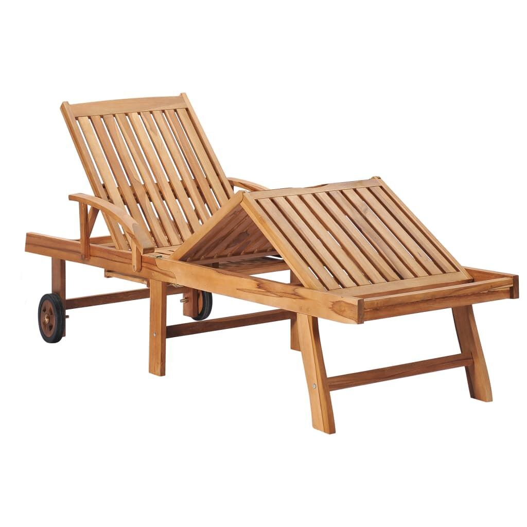 Sun Loungers 2 pcs with Table and Cushion Solid Teak Wood Price