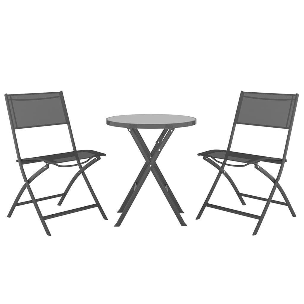 3 Piece Folding Bistro Set Steel Grey Price