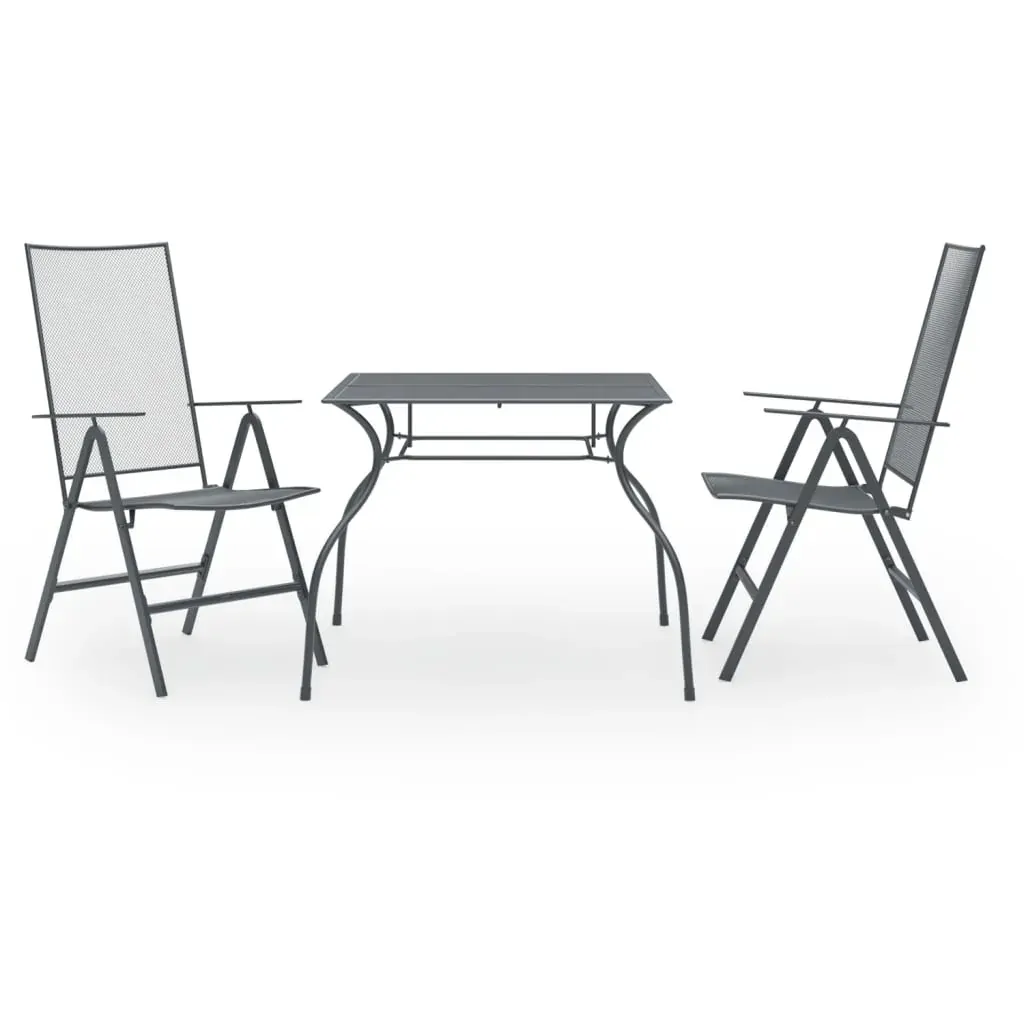3 Piece Garden Dining Set Steel Anthracite Price