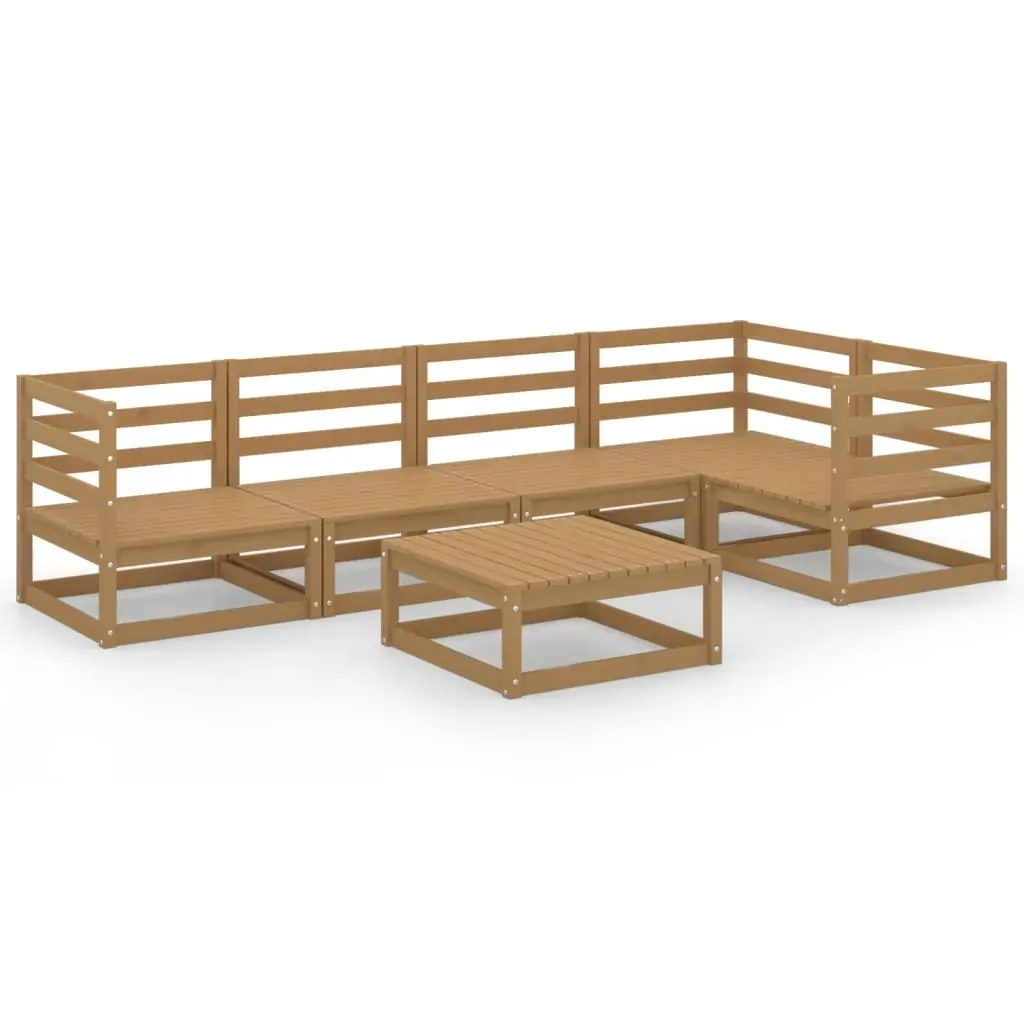 6 Piece Garden Lounge Set Honey Brown Solid Pinewood Price