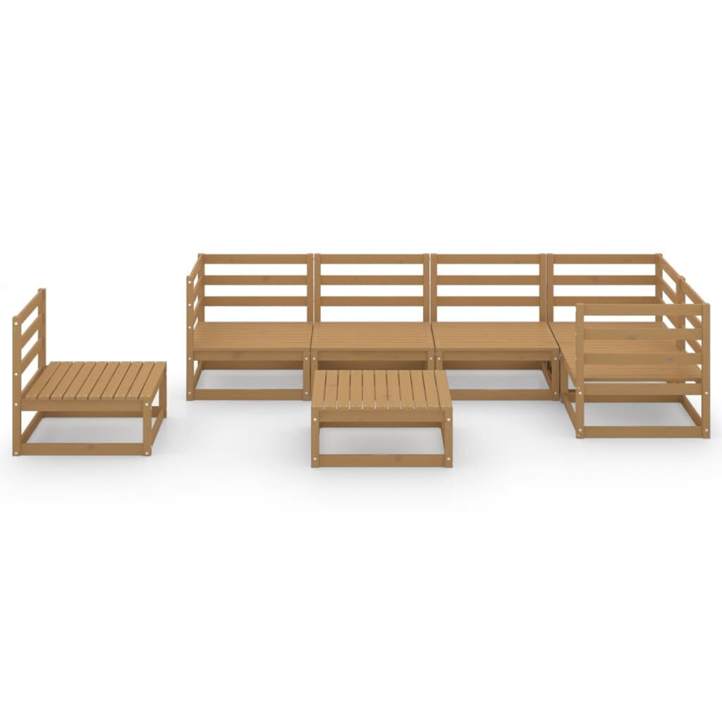 7 Piece Garden Lounge Set Honey Brown Solid Pinewood Price