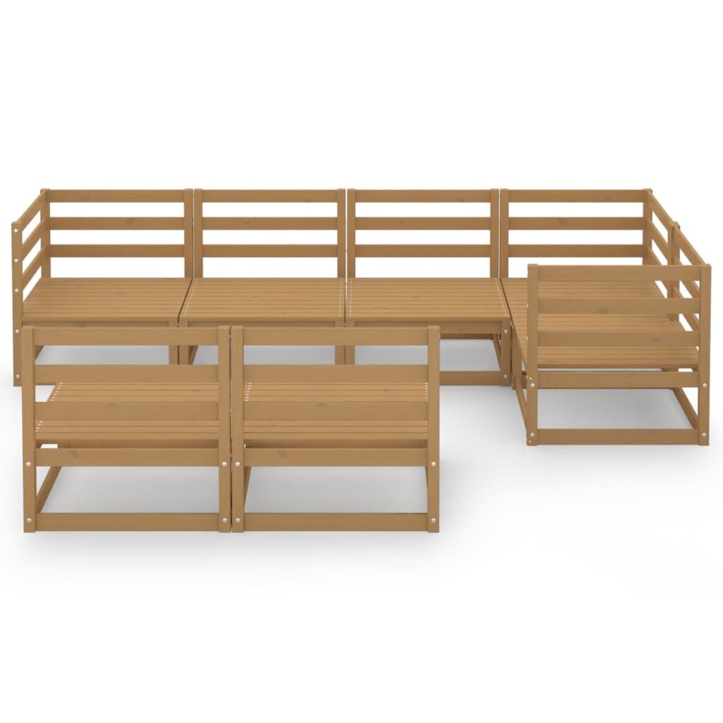 7 Piece Garden Lounge Set Honey Brown Solid Pinewood Price