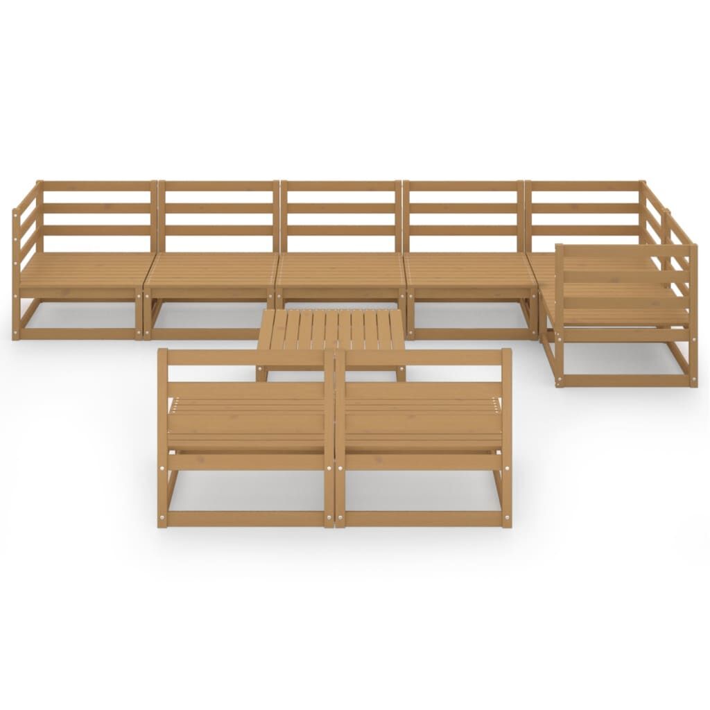 9 Piece Garden Lounge Set Honey Brown Solid Pinewood Price
