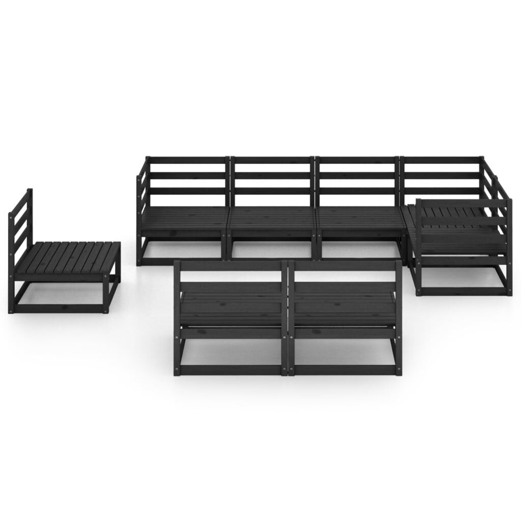 8 Piece Garden Lounge Set Black Solid Pinewood Price