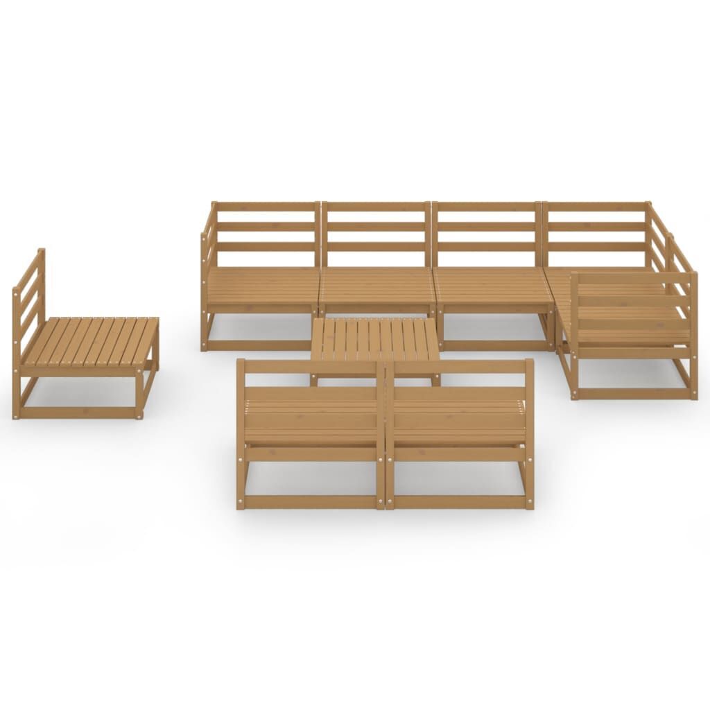 9 Piece Garden Lounge Set Honey Brown Solid Pinewood Price