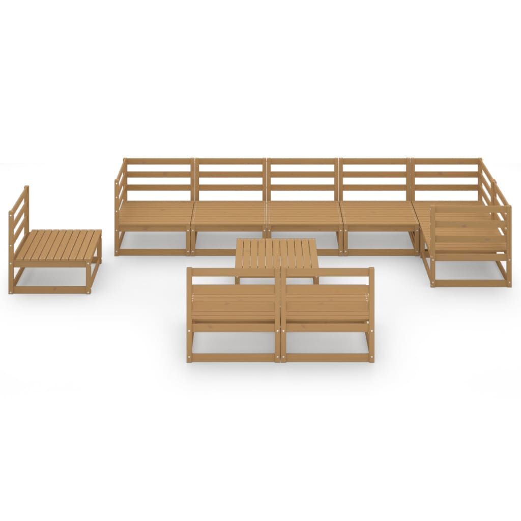 10 Piece Garden Lounge Set Honey Brown Solid Pinewood Price
