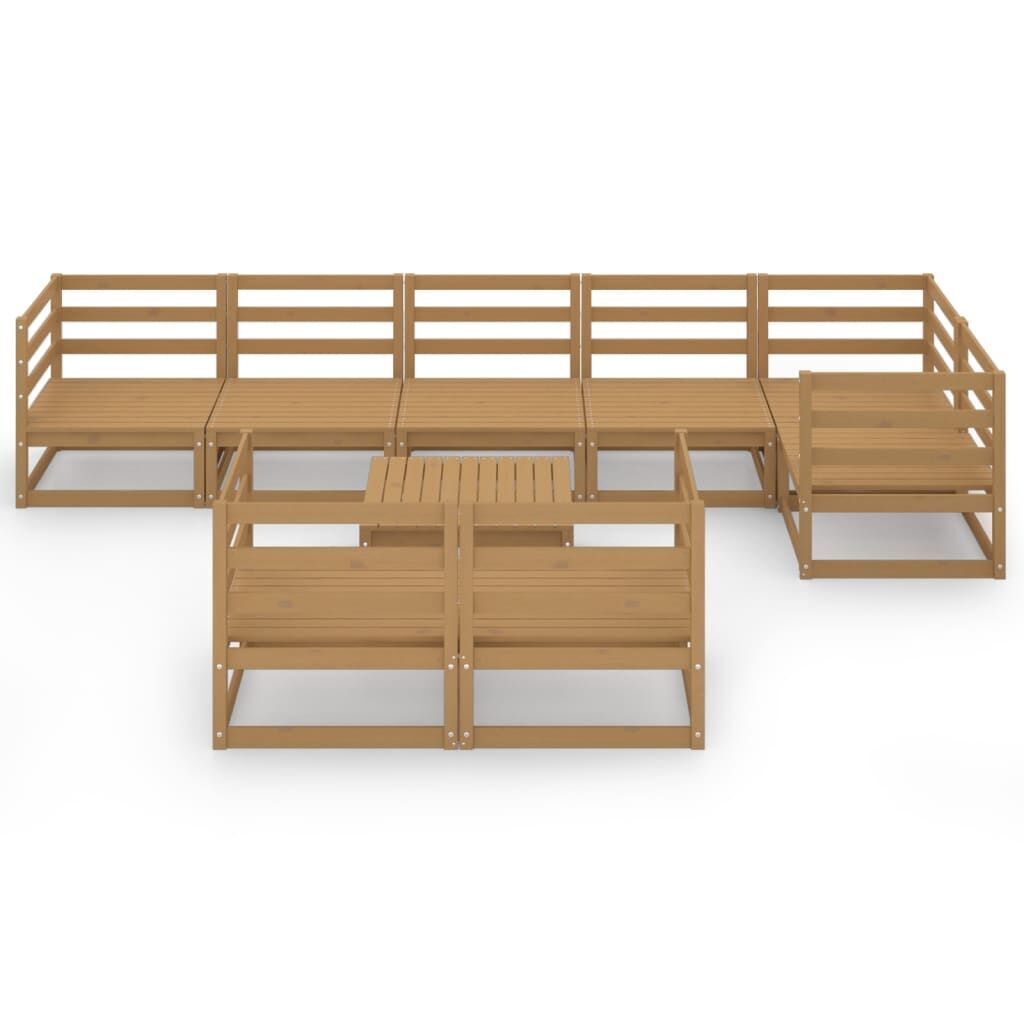 9 Piece Garden Lounge Set Honey Brown Solid Pinewood Price