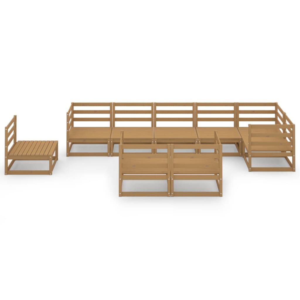 9 Piece Garden Lounge Set Honey Brown Solid Pinewood Price