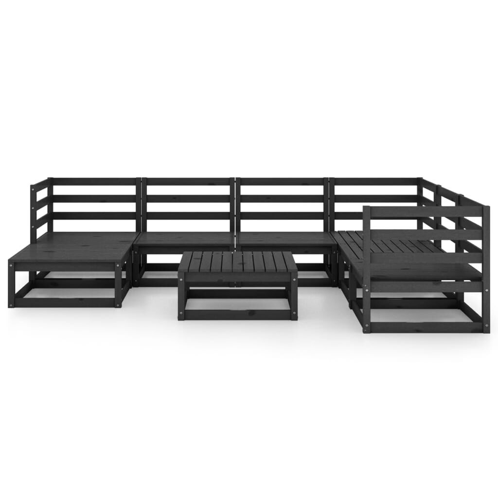 8 Piece Garden Lounge Set Black Solid Pinewood Price