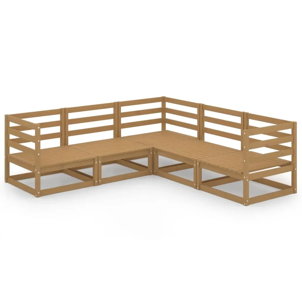 5 Piece Garden Lounge Set Honey Brown Solid Pinewood Price