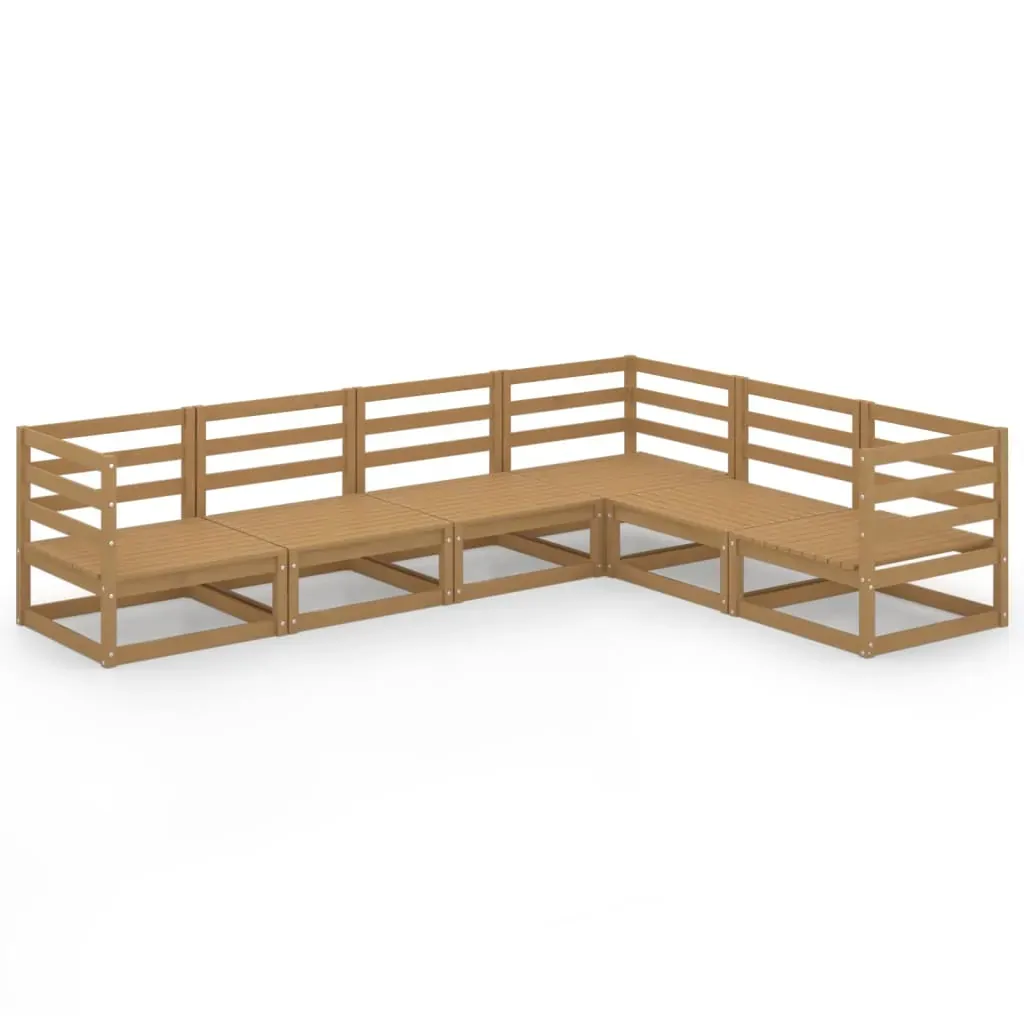 6 Piece Garden Lounge Set Honey Brown Solid Pinewood Price