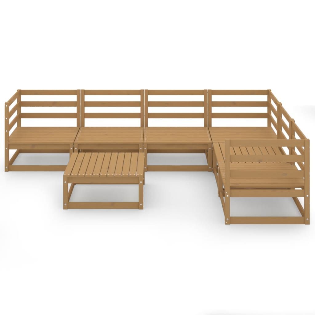 7 Piece Garden Lounge Set Honey Brown Solid Pinewood Price