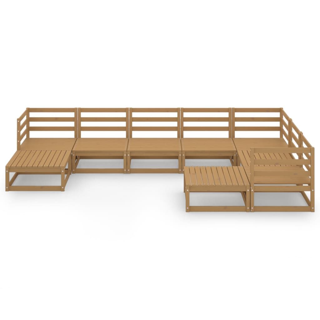 9 Piece Garden Lounge Set Honey Brown Solid Pinewood Price