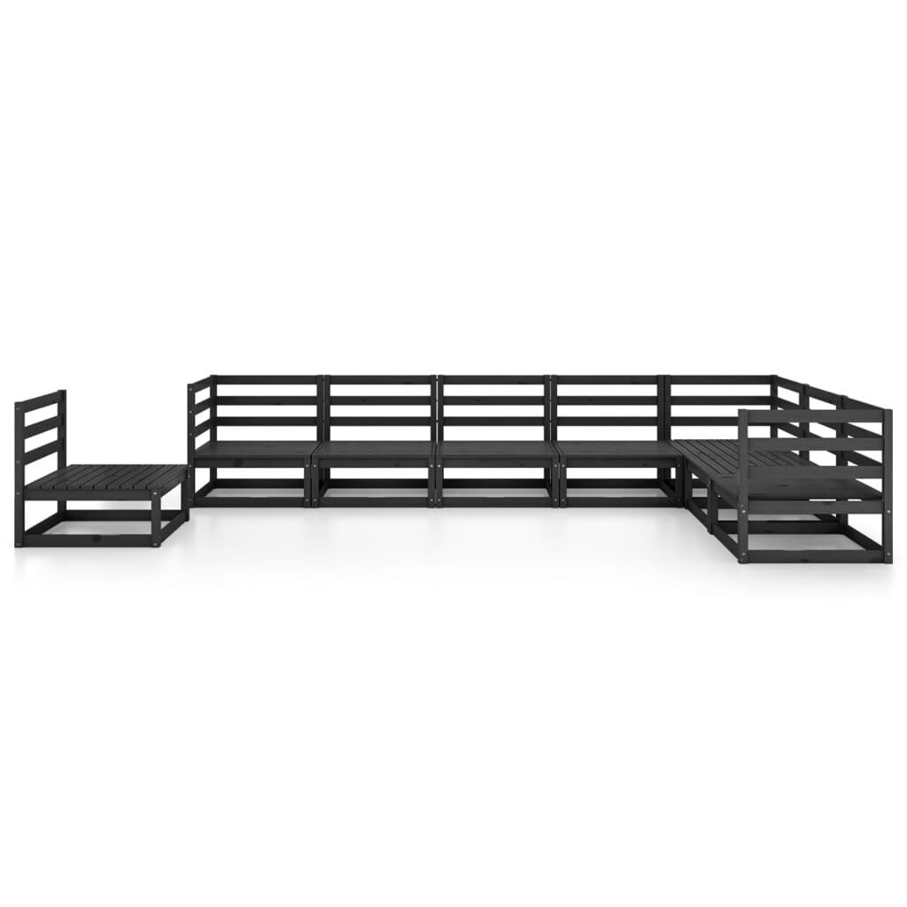 8 Piece Garden Lounge Set Black Solid Pinewood Price