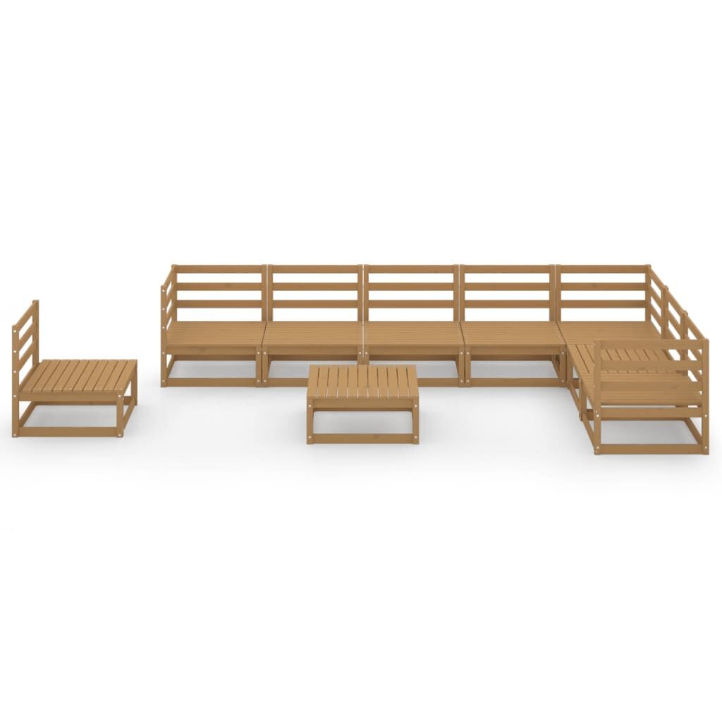 9 Piece Garden Lounge Set Honey Brown Solid Pinewood Price