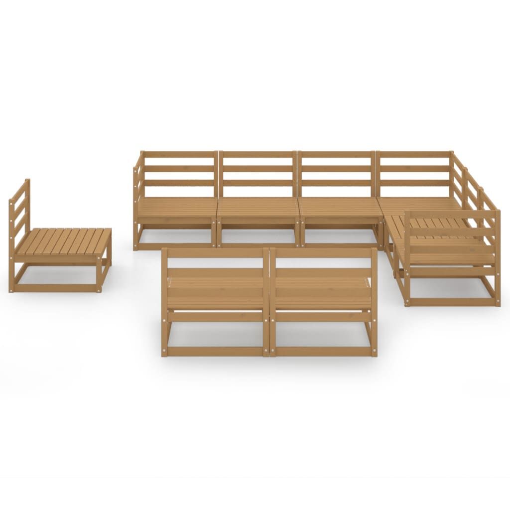 9 Piece Garden Lounge Set Honey Brown Solid Pinewood Price