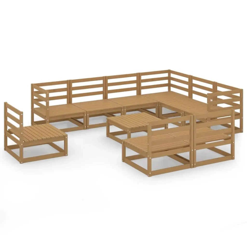 10 Piece Garden Lounge Set Honey Brown Solid Pinewood Price