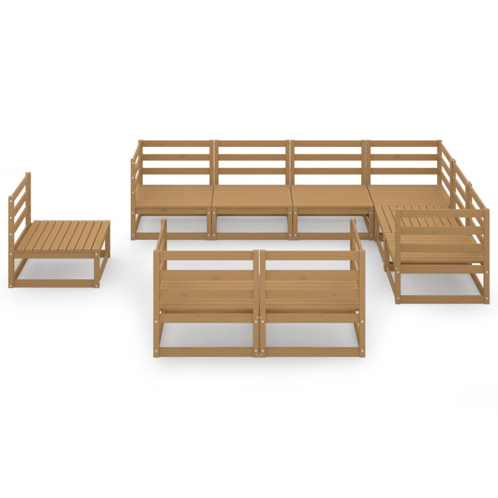 9 Piece Garden Lounge Set Honey Brown Solid Pinewood Price