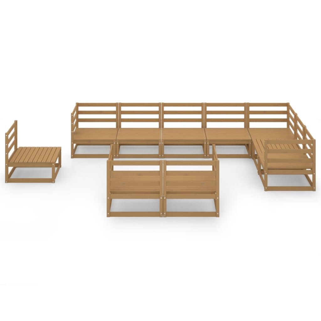 10 Piece Garden Lounge Set Honey Brown Solid Pinewood Price