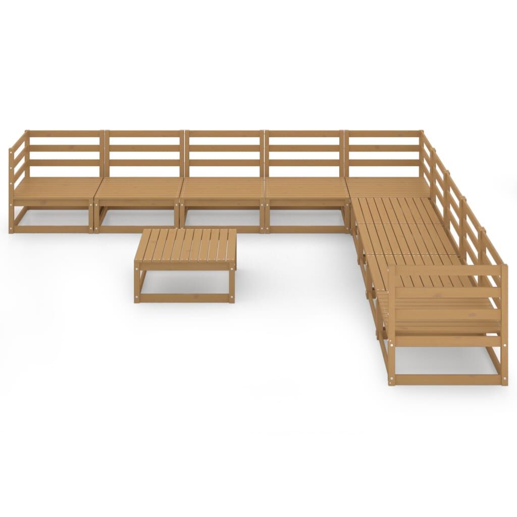 10 Piece Garden Lounge Set Honey Brown Solid Pinewood Price