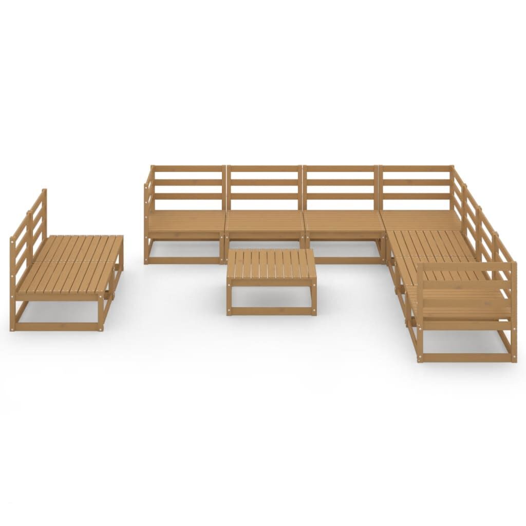 10 Piece Garden Lounge Set Honey Brown Solid Pinewood Price