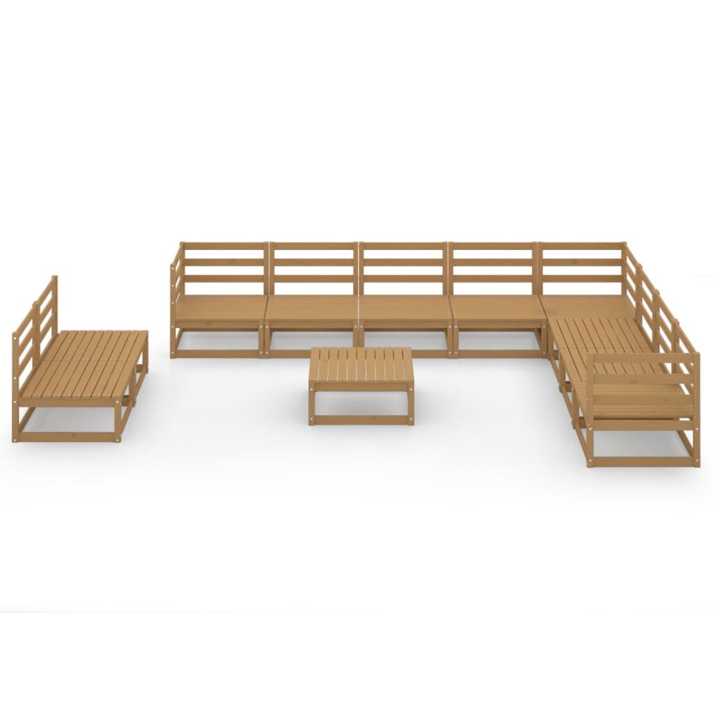 11 Piece Garden Lounge Set Honey Brown Solid Pinewood Price