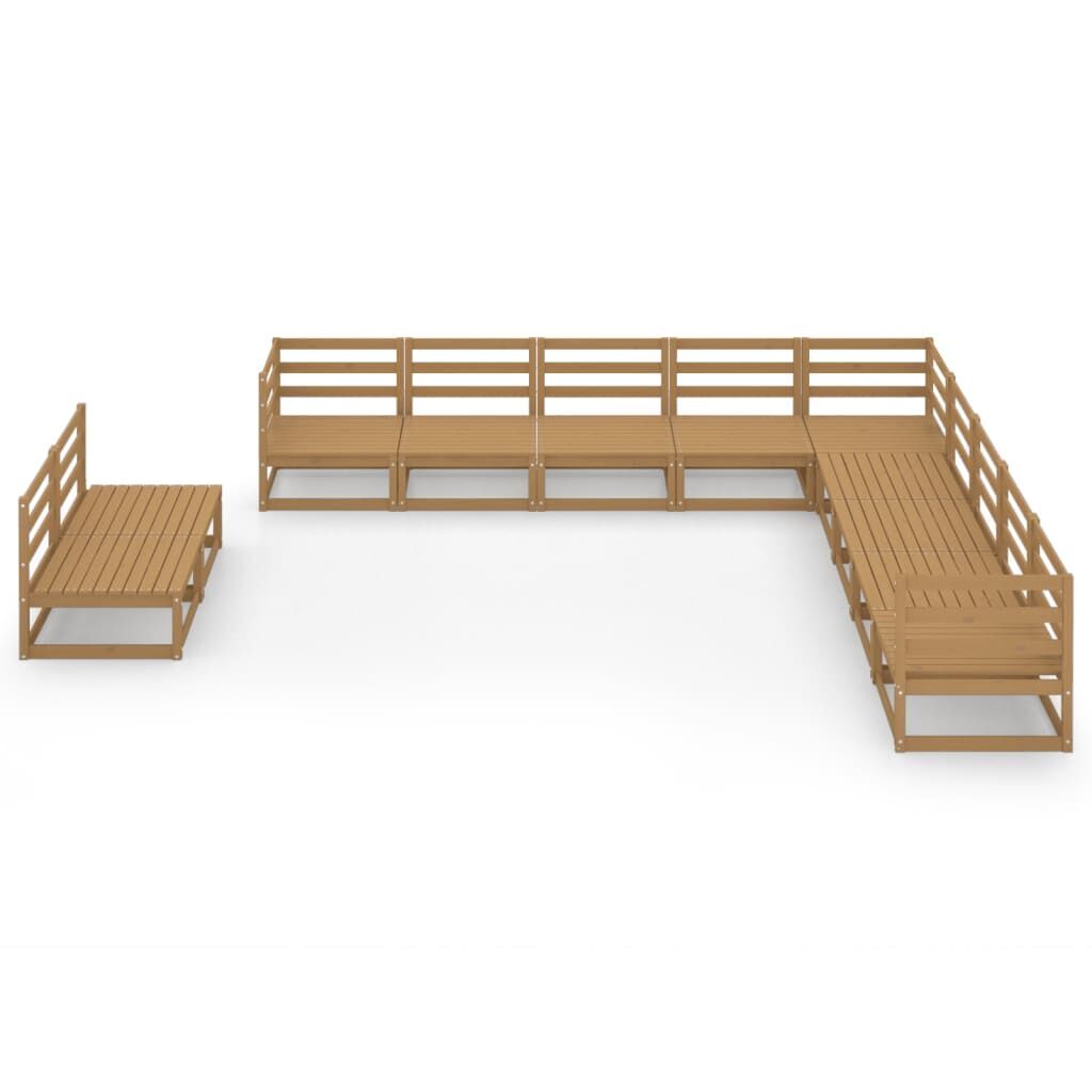 11 Piece Garden Lounge Set Honey Brown Solid Pinewood Price