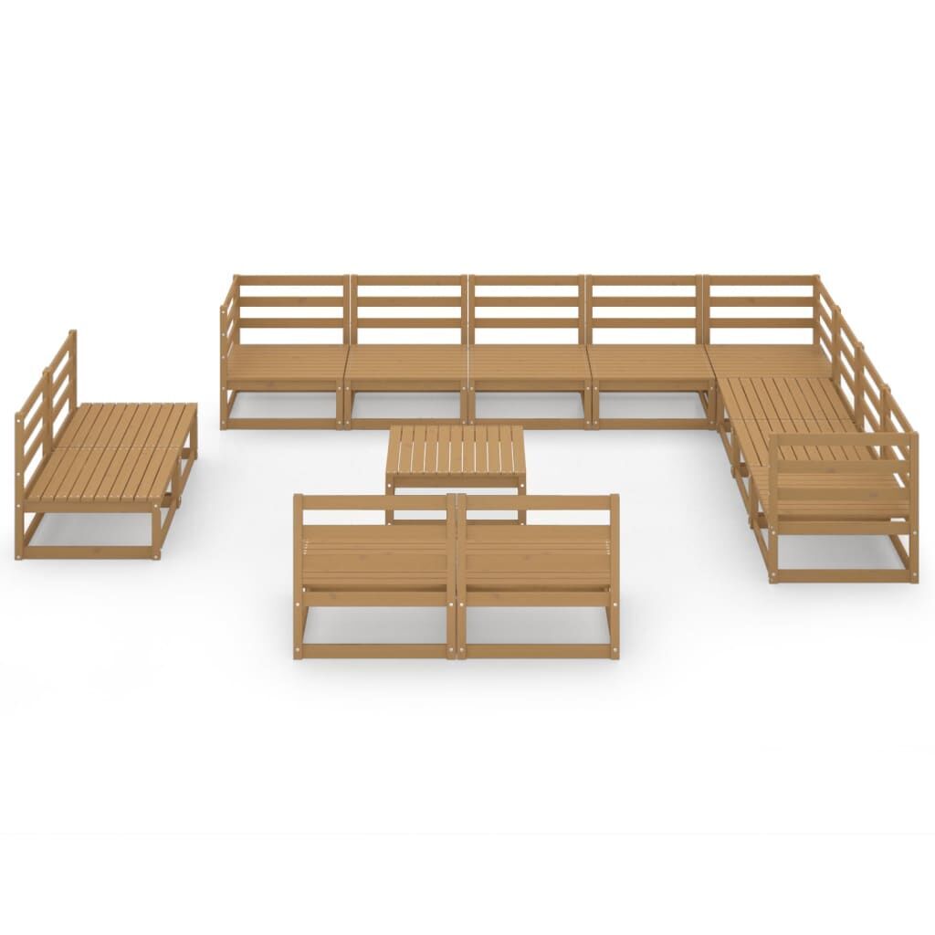 13 Piece Garden Lounge Set Honey Brown Solid Pinewood Price