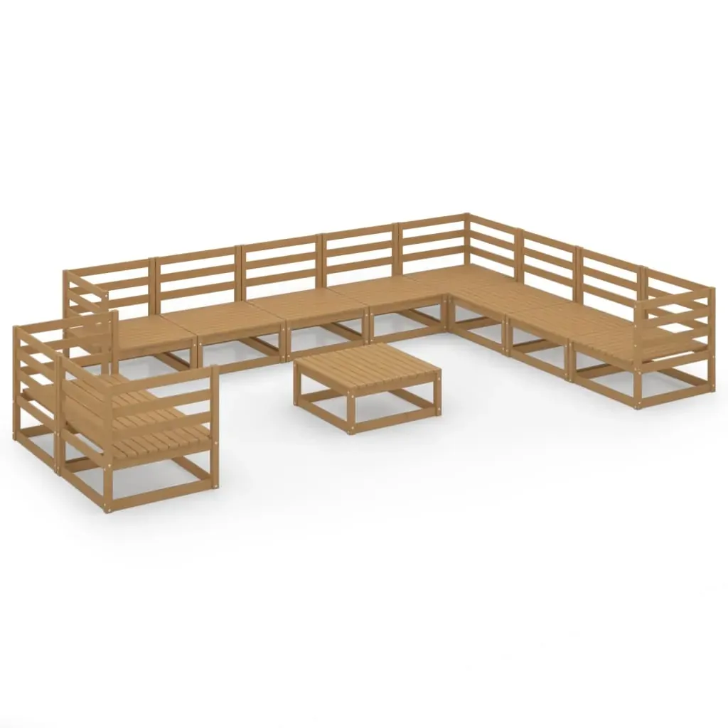 11 Piece Garden Lounge Set Honey Brown Solid Pinewood Price