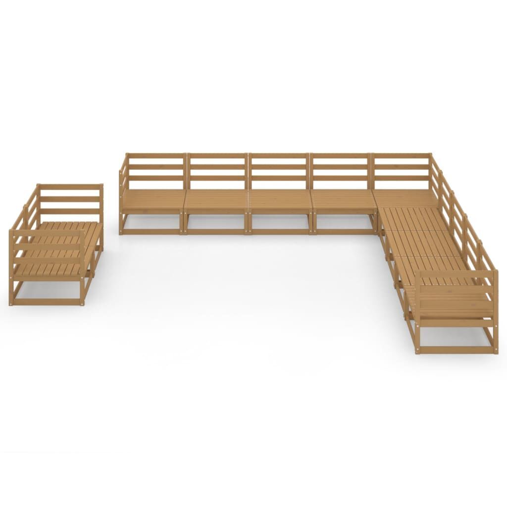 11 Piece Garden Lounge Set Honey Brown Solid Pinewood Price