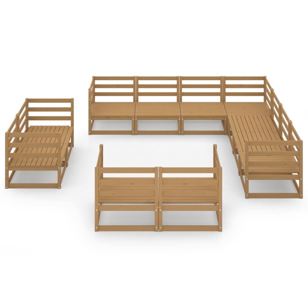 11 Piece Garden Lounge Set Honey Brown Solid Pinewood Price