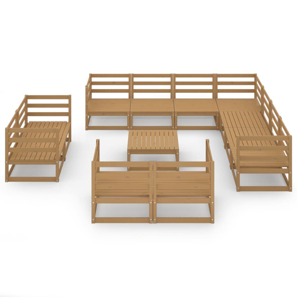 12 Piece Garden Lounge Set Honey Brown Solid Pinewood Price