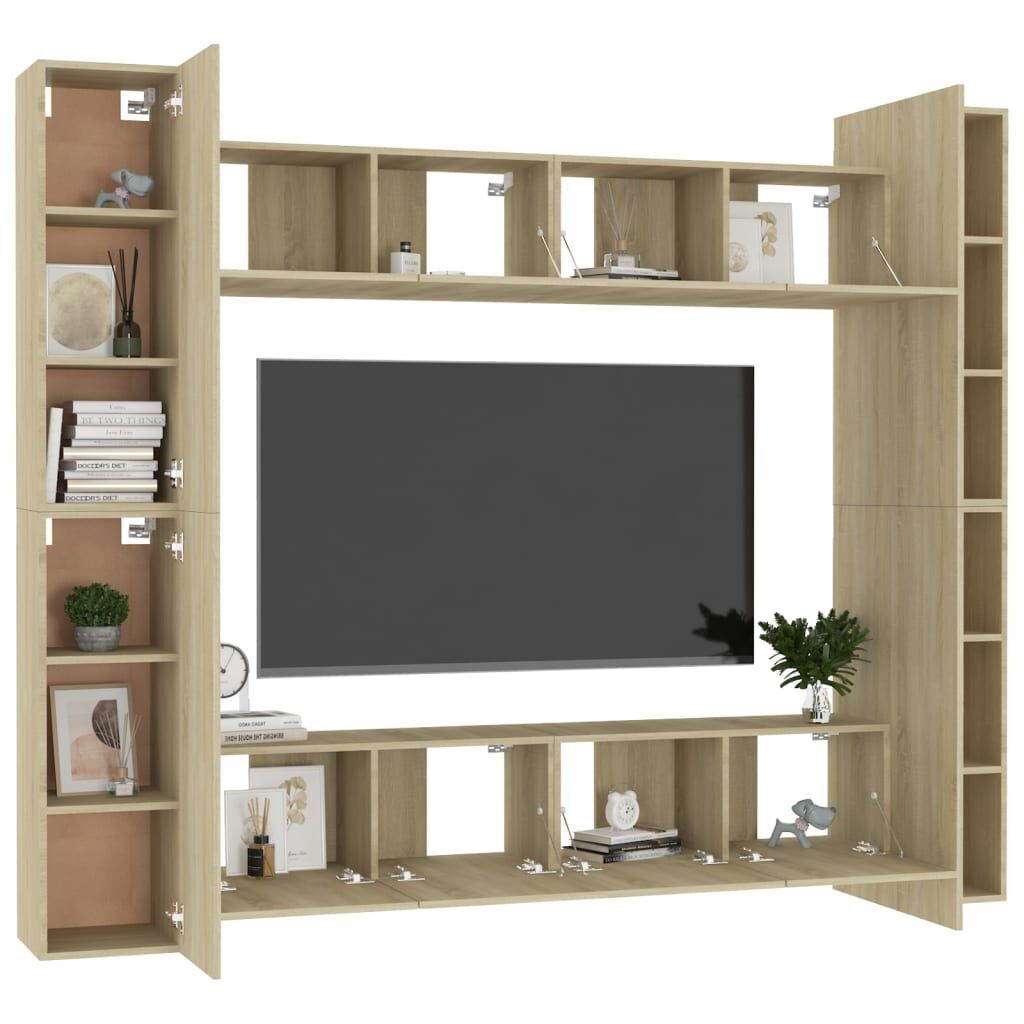 8 Piece TV Cabinet Set Sonoma Oak Engineered Wood Price