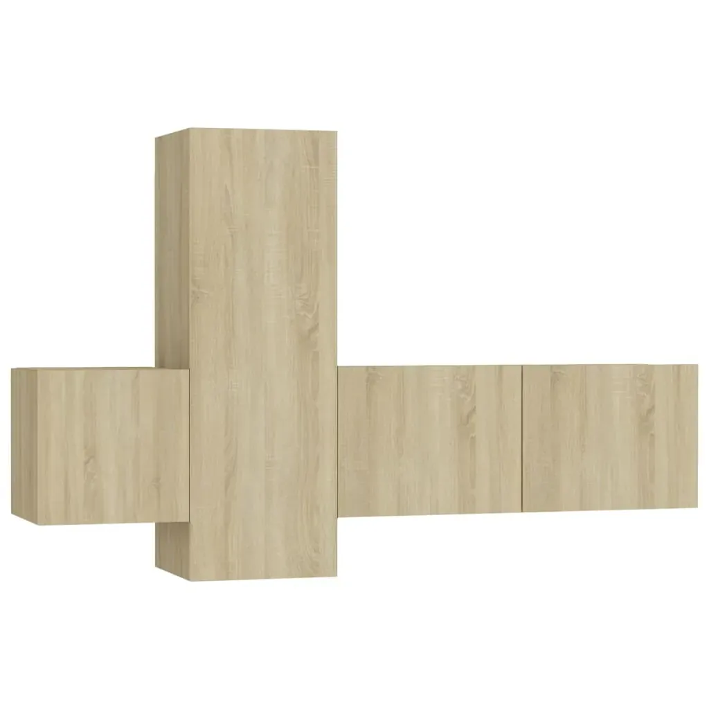 3 Piece TV Cabinet Set Sonoma Oak Engineered Wood Price