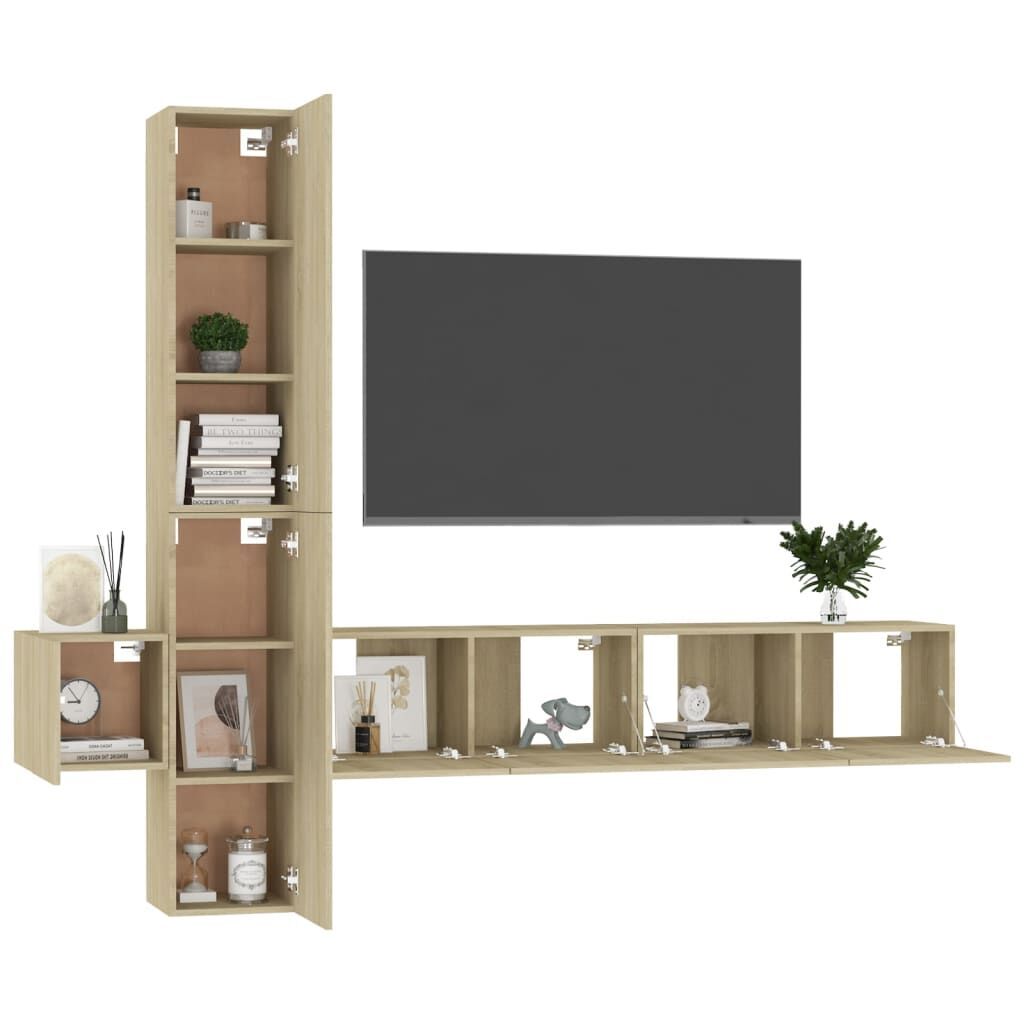 5 Piece TV Cabinet Set Sonoma Oak Engineered Wood Price