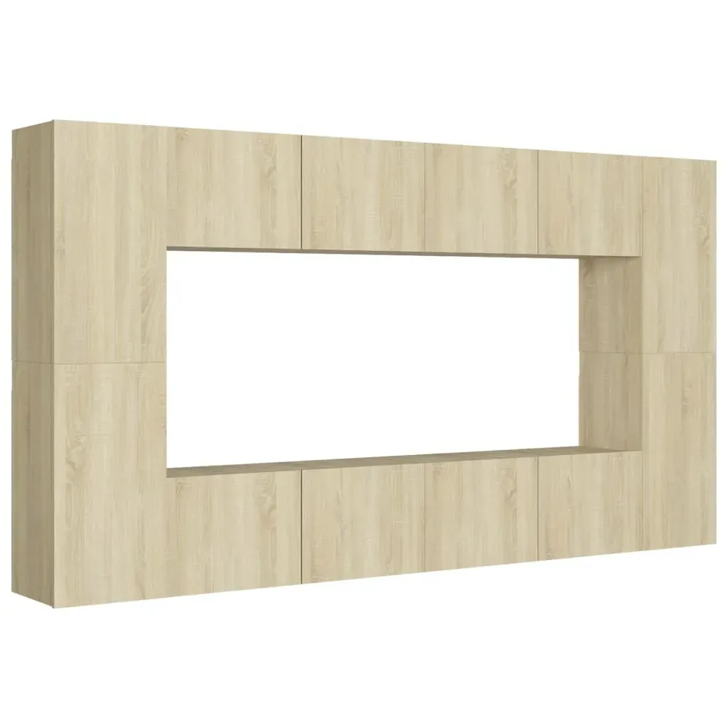 8 Piece TV Cabinet Set Sonoma Oak Engineered Wood Price