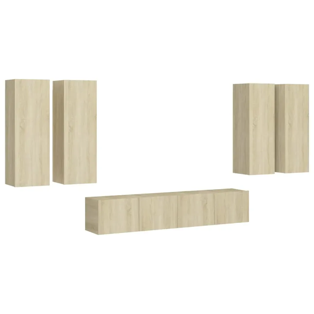 6 Piece TV Cabinet Set Sonoma Oak Engineered Wood Price