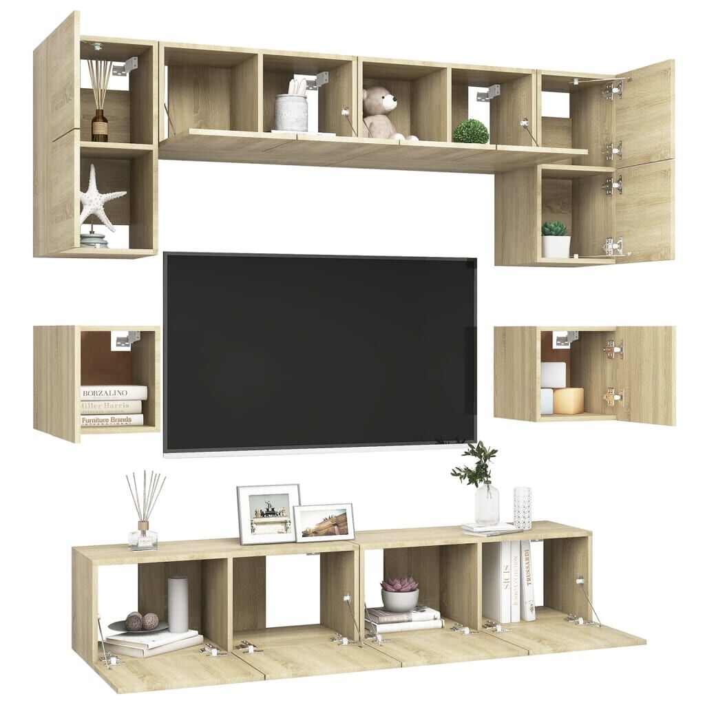 8 Piece TV Cabinet Set Sonoma Oak Engineered Wood Price