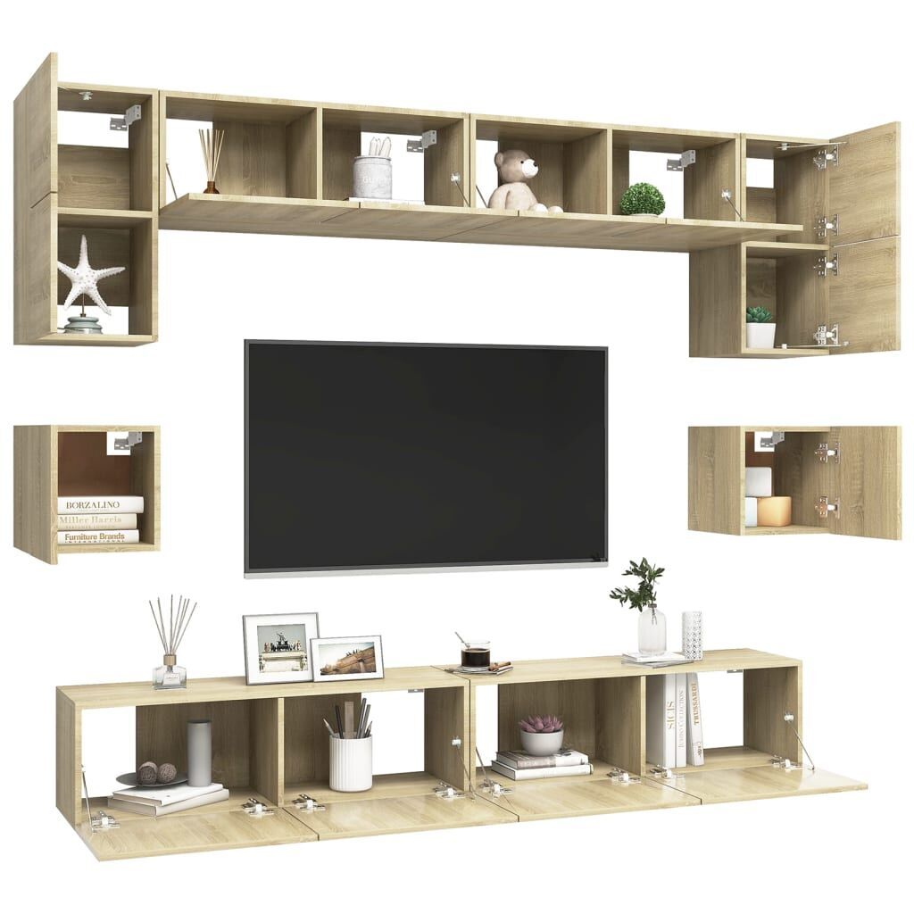 8 Piece TV Cabinet Set Sonoma Oak Engineered Wood Price