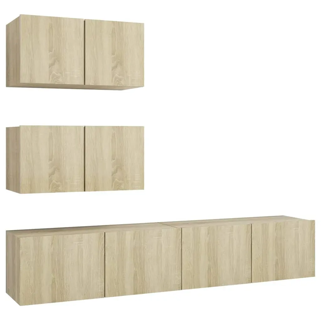 4 Piece TV Cabinet Set Sonoma Oak Engineered Wood Price
