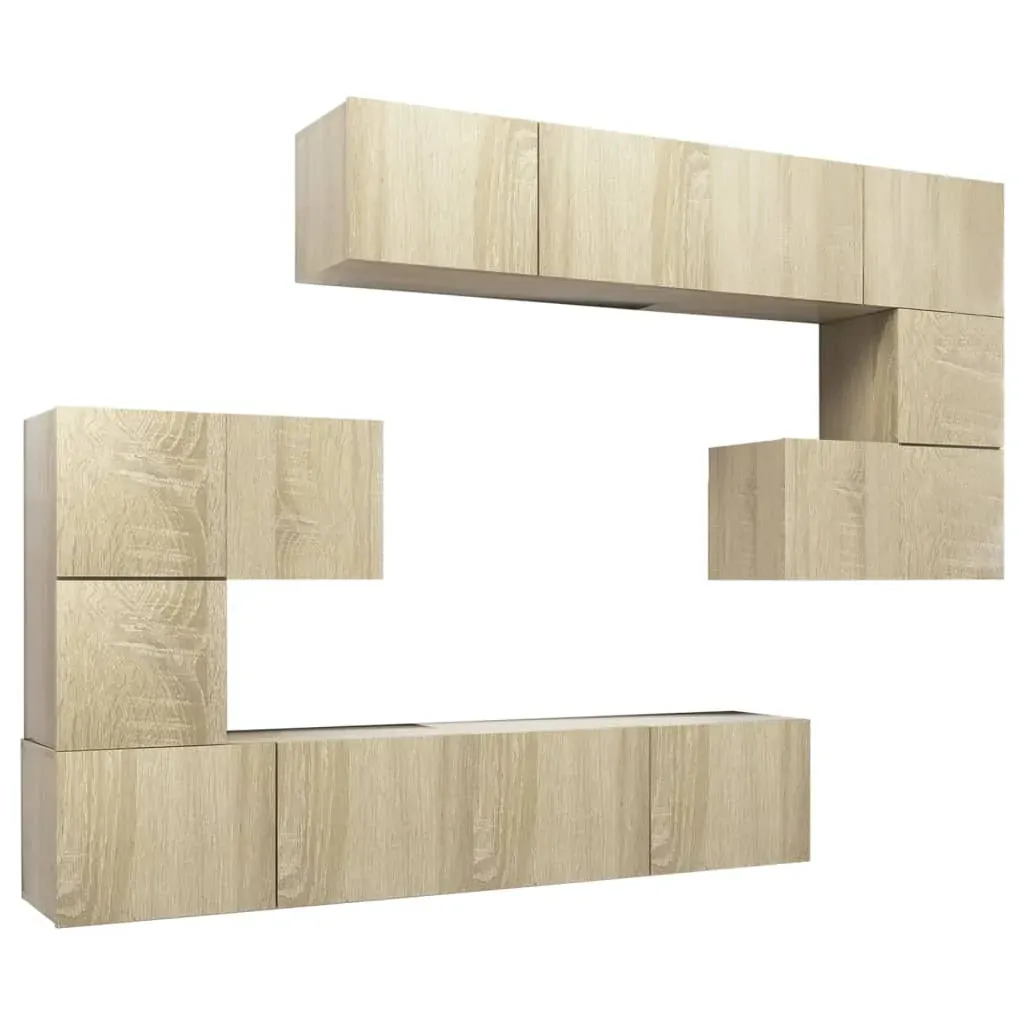 8 Piece TV Cabinet Set Sonoma Oak Engineered Wood Price