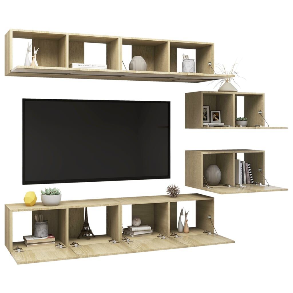 6 Piece TV Cabinet Set Sonoma Oak Engineered Wood Price