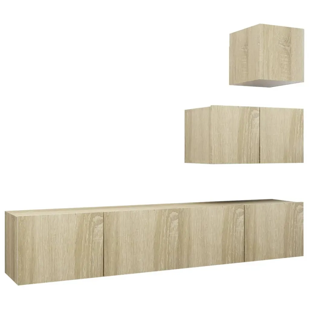 4 Piece TV Cabinet Set Sonoma Oak Engineered Wood Price