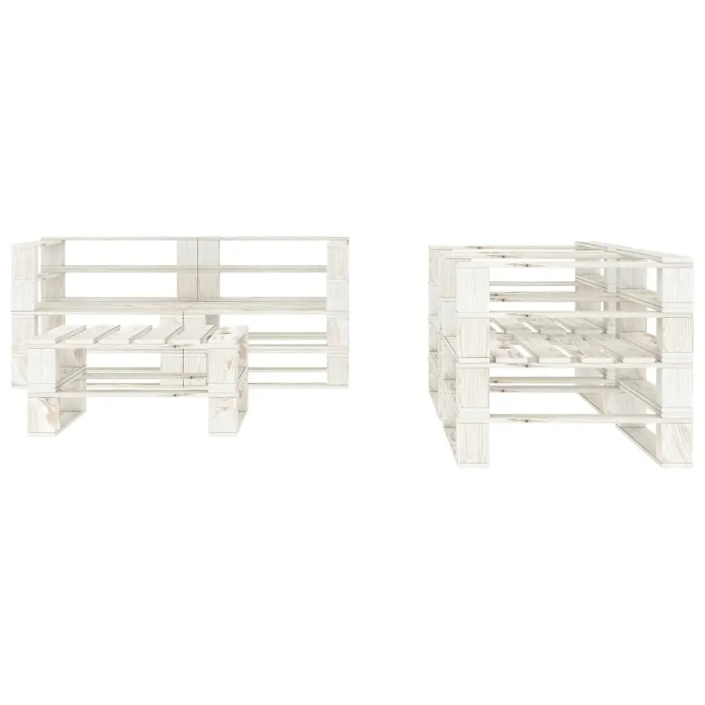 5 Piece Garden Pallet Lounge Set Solid Pinewood White Price