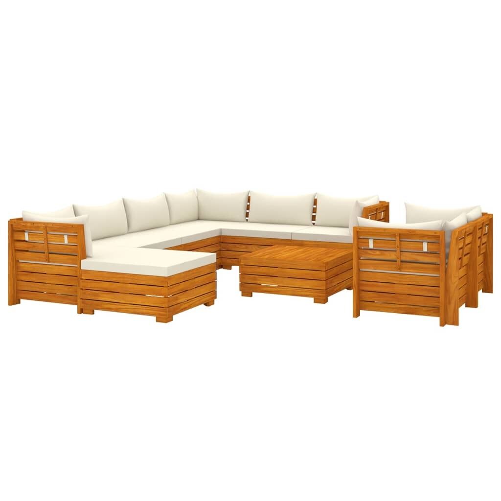 10 Piece Garden Lounge Set with Cushions Solid Wood Acacia Price