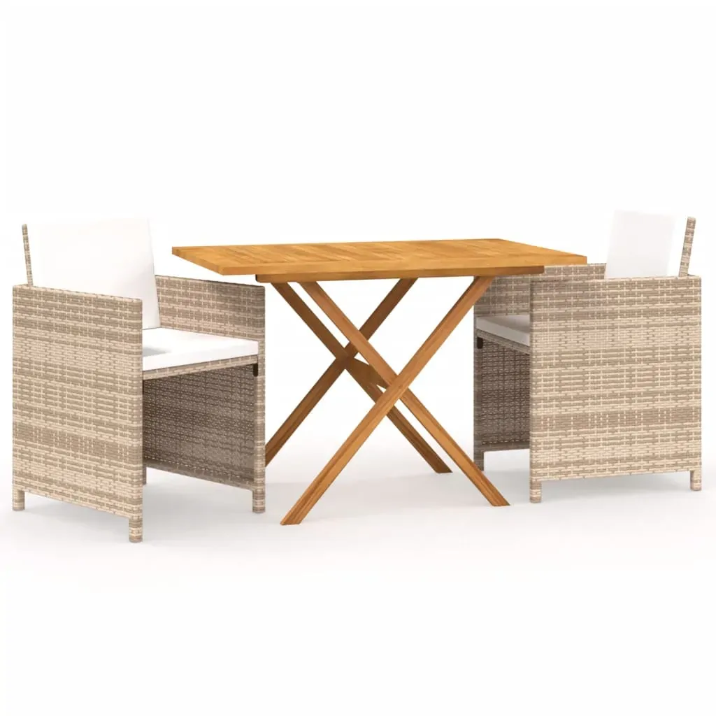 3 Piece Garden Dining Set with Cushions Beige Price