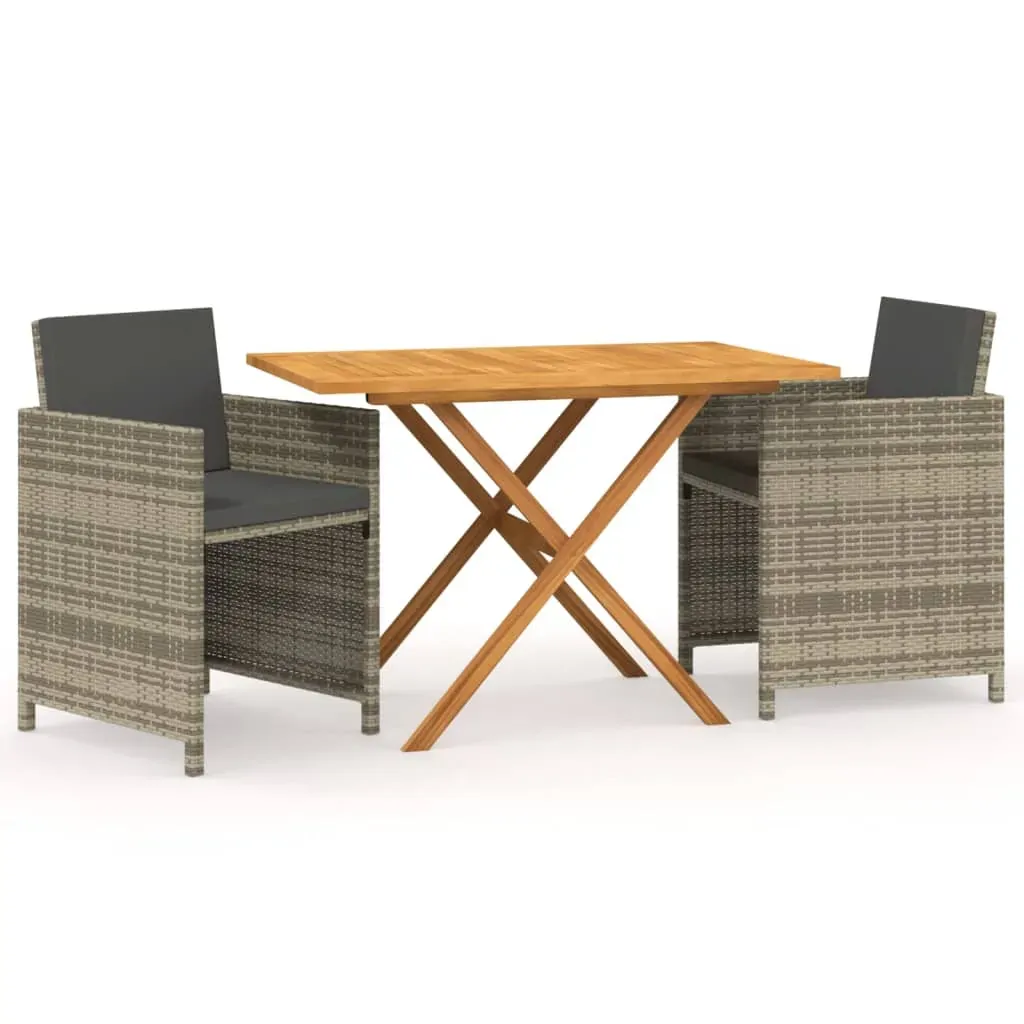 3 Piece Garden Dining Set with Cushions Grey Price